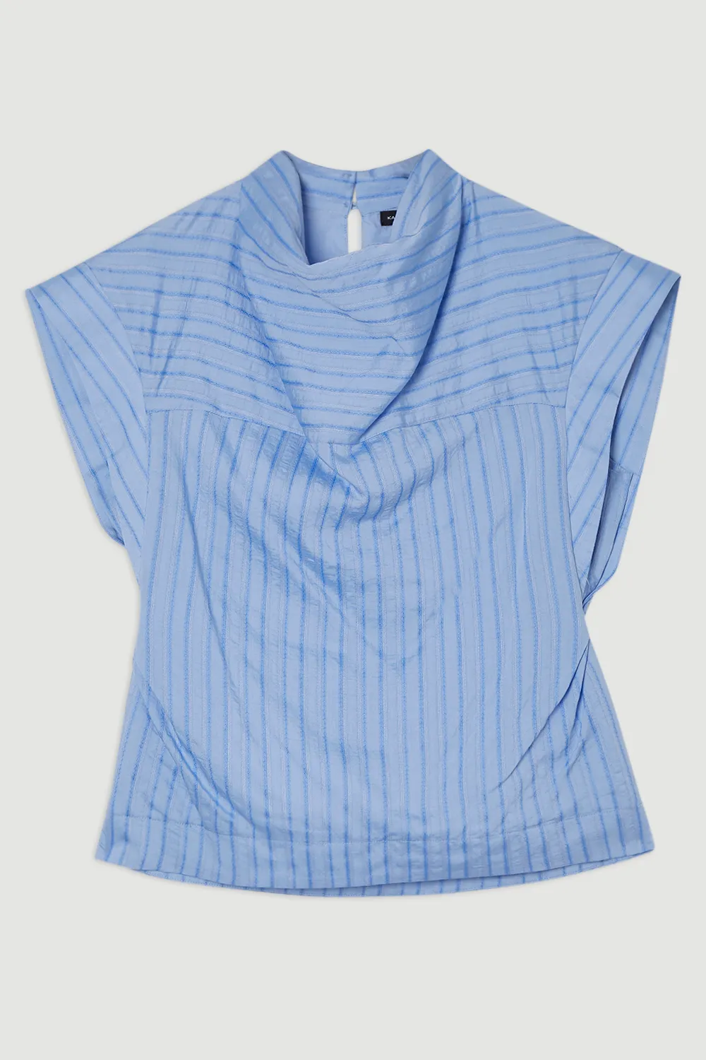 Cotton Stripe High Neck Woven Top BKK25280 4 Cotton Stripe High Neck Woven Top BKK25280