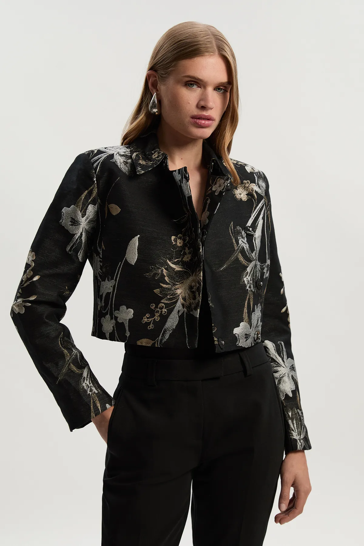 Floral Jacquard Tailored Jacket BKK25331