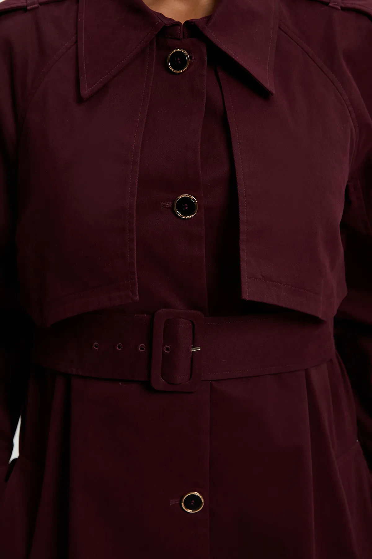 Plus Size Pleated Black Trench Coat BKK25359