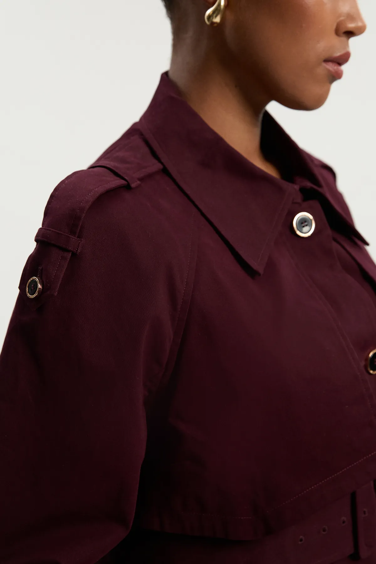 Plus Size Pleated Black Trench Coat BKK25359 5 Plus Size Pleated Black Trench Coat BKK25359