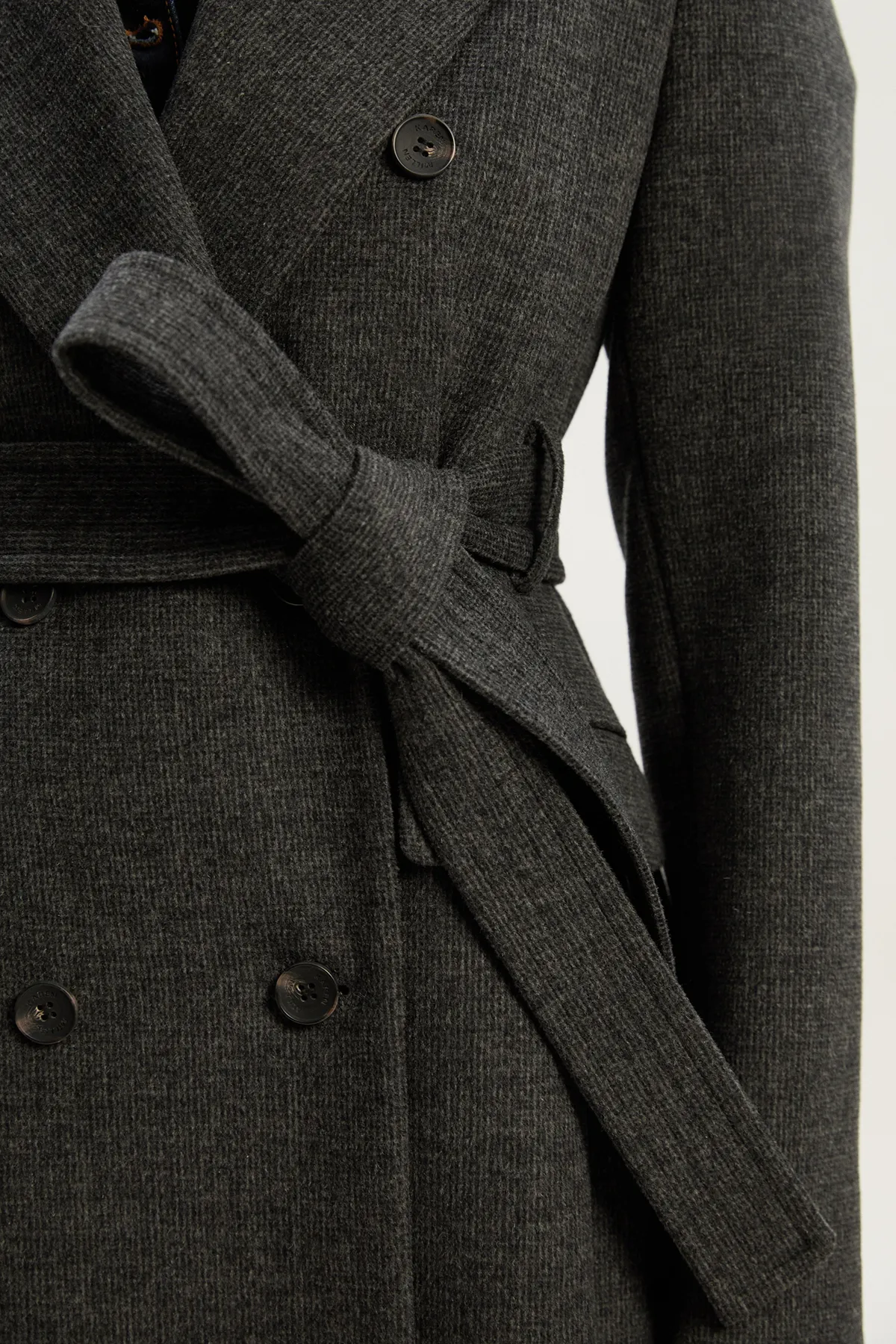 Brushed Wool Check Double Breasted Belted Tailored Maxi Coat BKK25365 5 Brushed Wool Check Double Breasted Belted Tailored Maxi Coat BKK25365