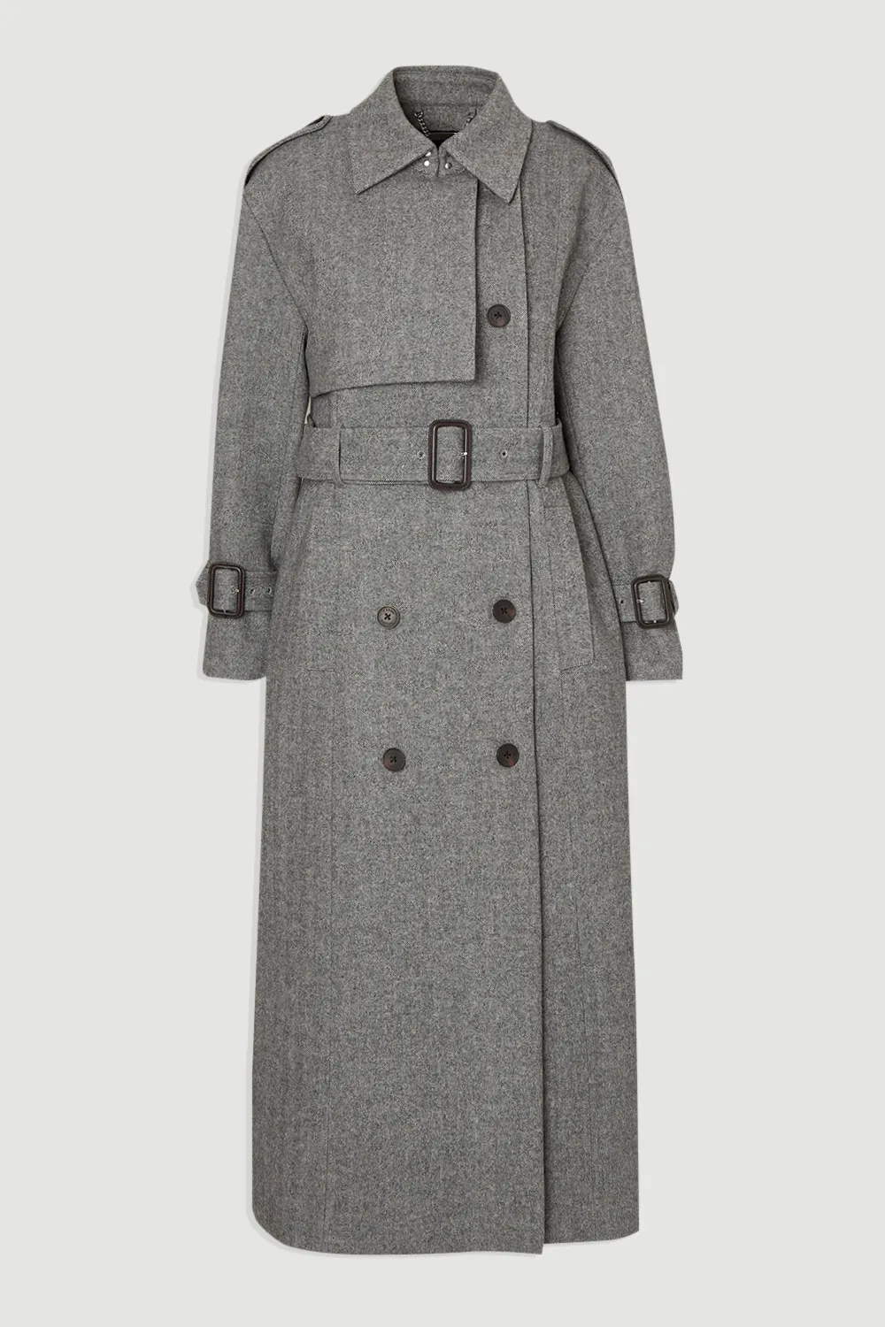 Herringbone Wool Belted Trench Tailored Maxi Coat BKK25373 4 Herringbone Wool Belted Trench Tailored Maxi Coat BKK25373