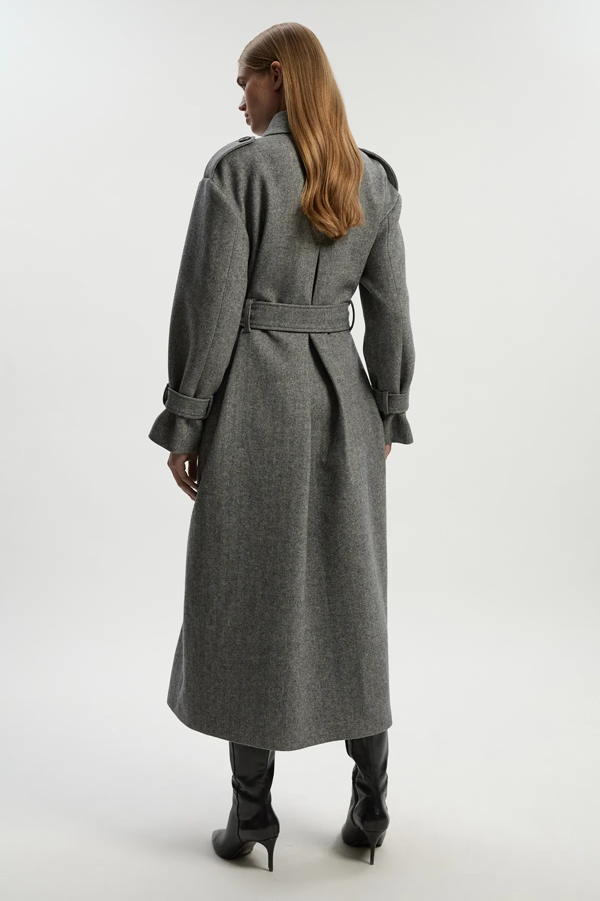 Herringbone Wool Belted Trench Tailored Maxi Coat BKK25373 7 Herringbone Wool Belted Trench Tailored Maxi Coat BKK25373