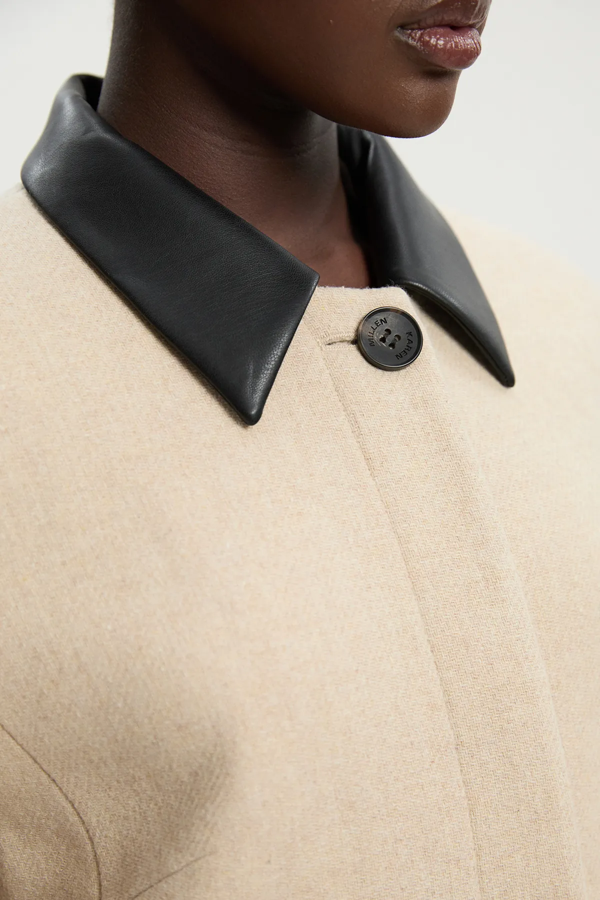 Wool Pu Mix Tailored Midi Coat BKK25390 5 Wool Pu Mix Tailored Midi Coat BKK25390