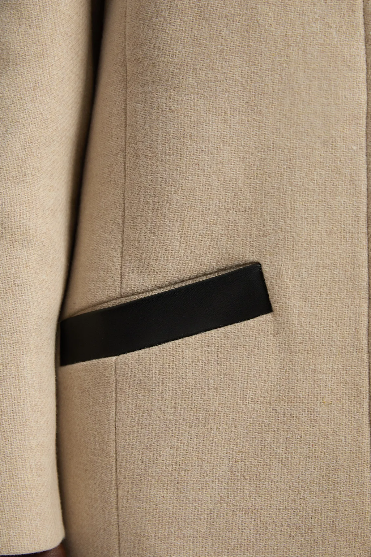 Wool Pu Mix Tailored Midi Coat BKK25390 6 Wool Pu Mix Tailored Midi Coat BKK25390