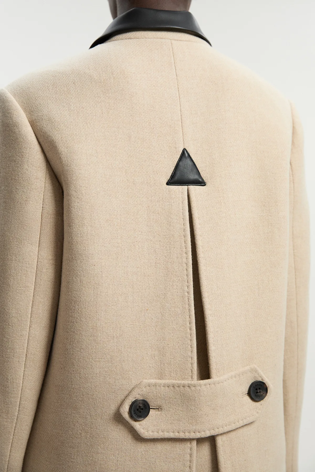 Wool Pu Mix Tailored Midi Coat BKK25390 7 Wool Pu Mix Tailored Midi Coat BKK25390