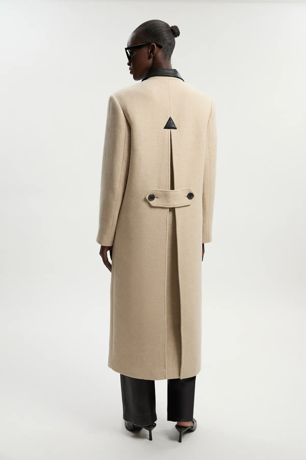 Wool Pu Mix Tailored Midi Coat BKK25390 8 Wool Pu Mix Tailored Midi Coat BKK25390