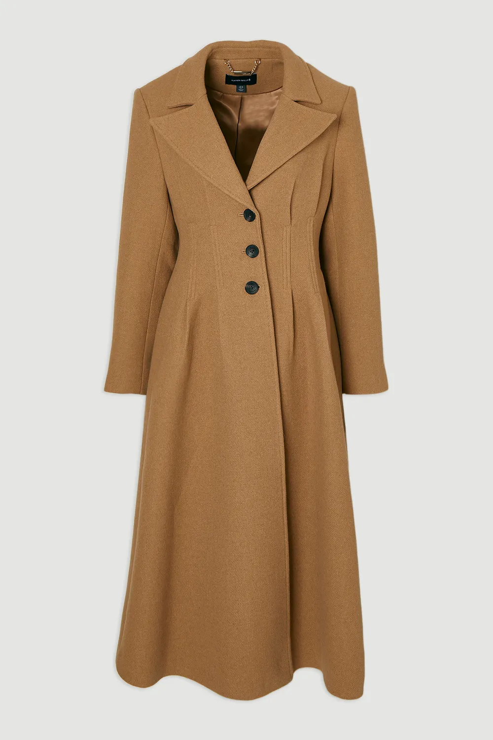 Plus Size Wool Corset Detail Full Skirted Tailored Maxi Coat BKK25391 4 Plus Size Wool Corset Detail Full Skirted Tailored Maxi Coat BKK25391