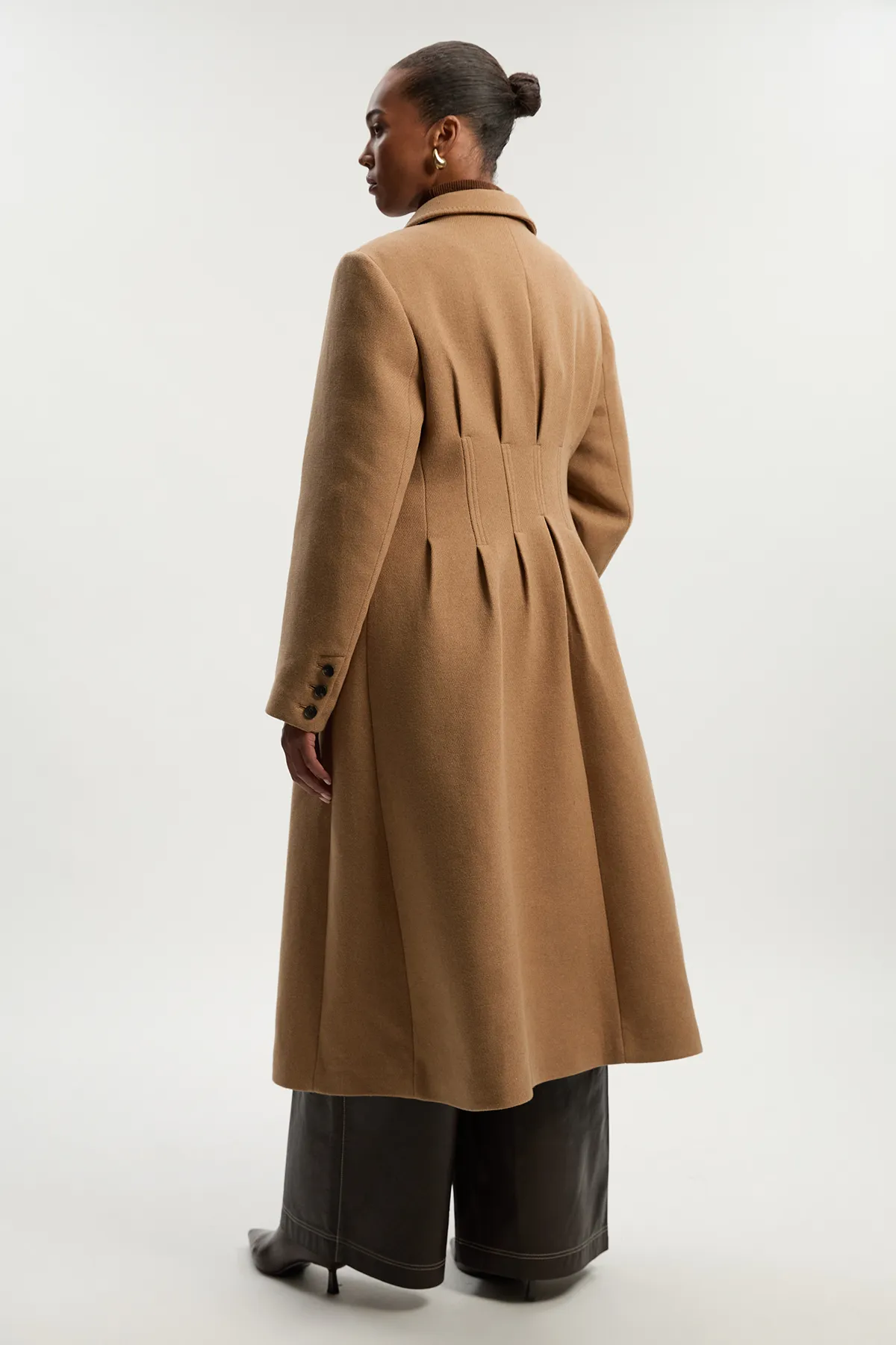 Plus Size Wool Corset Detail Full Skirted Tailored Maxi Coat BKK25391 6 Plus Size Wool Corset Detail Full Skirted Tailored Maxi Coat BKK25391