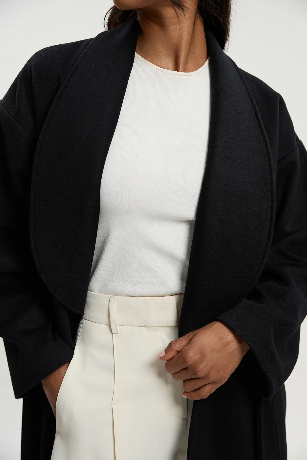 Petite Brushed Wool Belted Wrap Tailored Maxi Coat BKK25392