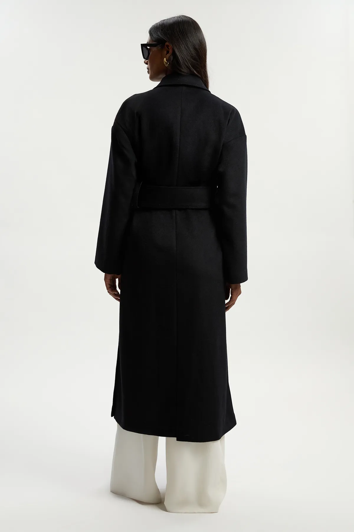 Petite Brushed Wool Belted Wrap Tailored Maxi Coat BKK25392
