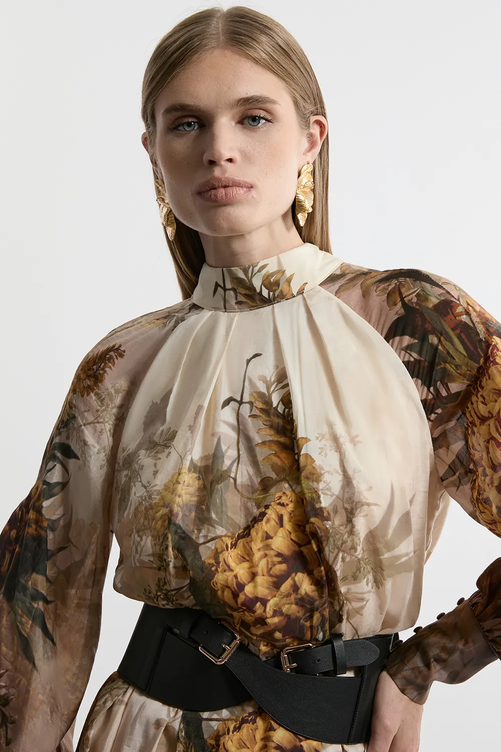 Lydia Millen Tall Silk Cotton Border Print Belted Maxi Dress BKK20839