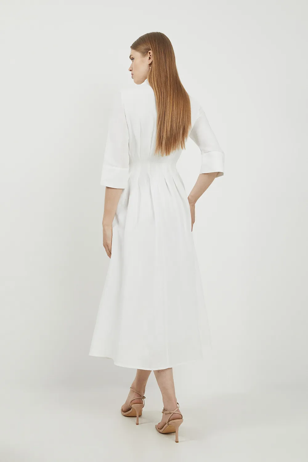 Lydia Millen Petite Premium Tailored Linen Darted Waist Midi Dress BKK25439 6 Lydia Millen Petite Premium Tailored Linen Darted Waist Midi Dress BKK25439