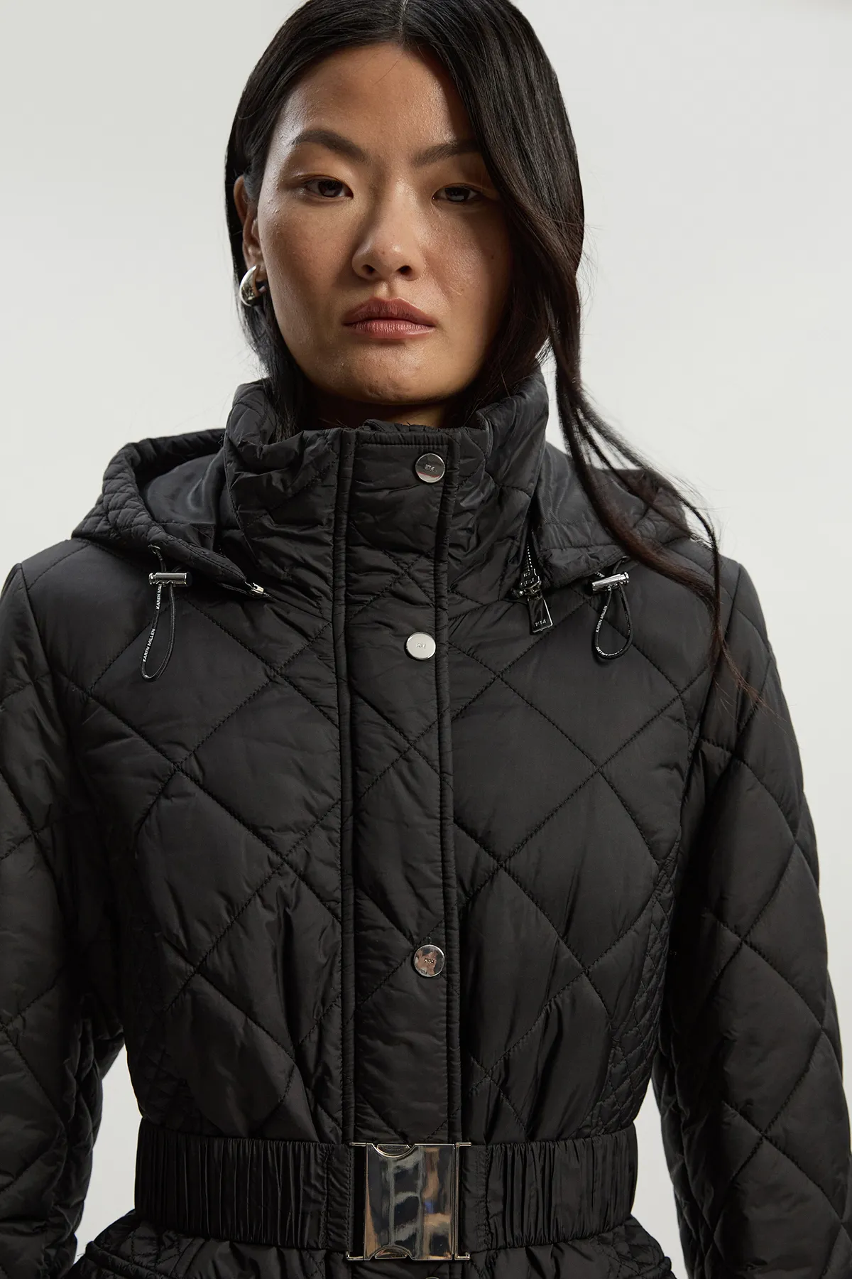 Petite Diamond Quilted Belted Short Padded Coat BKK25455