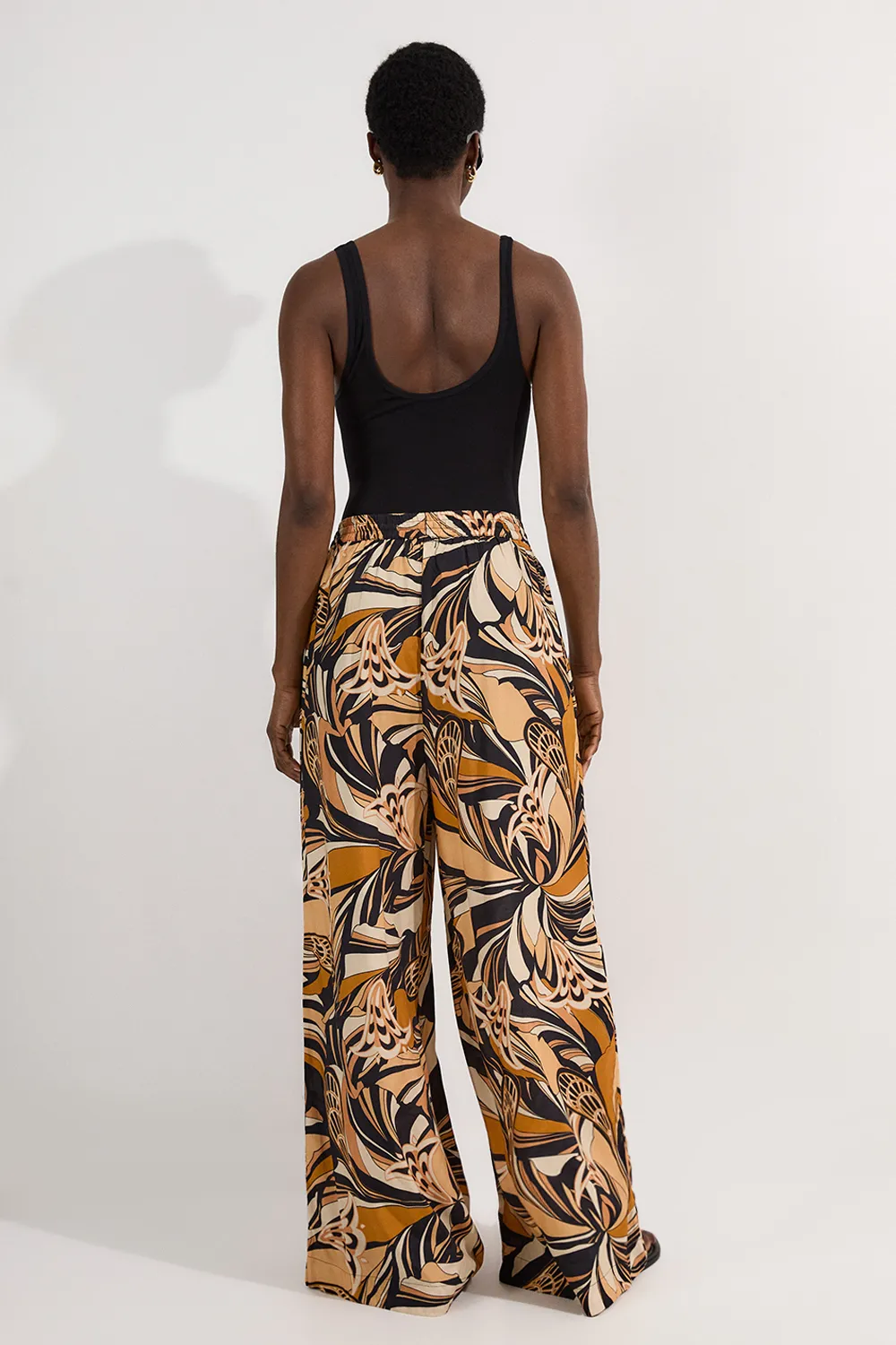 Beach Border Print Spun Viscose Tie Waist Wide Leg Trousers BKK25462 3 Beach Border Print Spun Viscose Tie Waist Wide Leg Trousers BKK25462