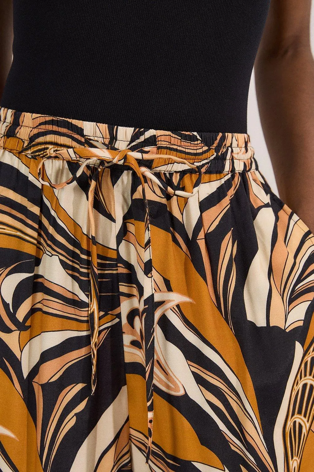 Beach Border Print Spun Viscose Tie Waist Wide Leg Trousers BKK25462 6 Beach Border Print Spun Viscose Tie Waist Wide Leg Trousers BKK25462