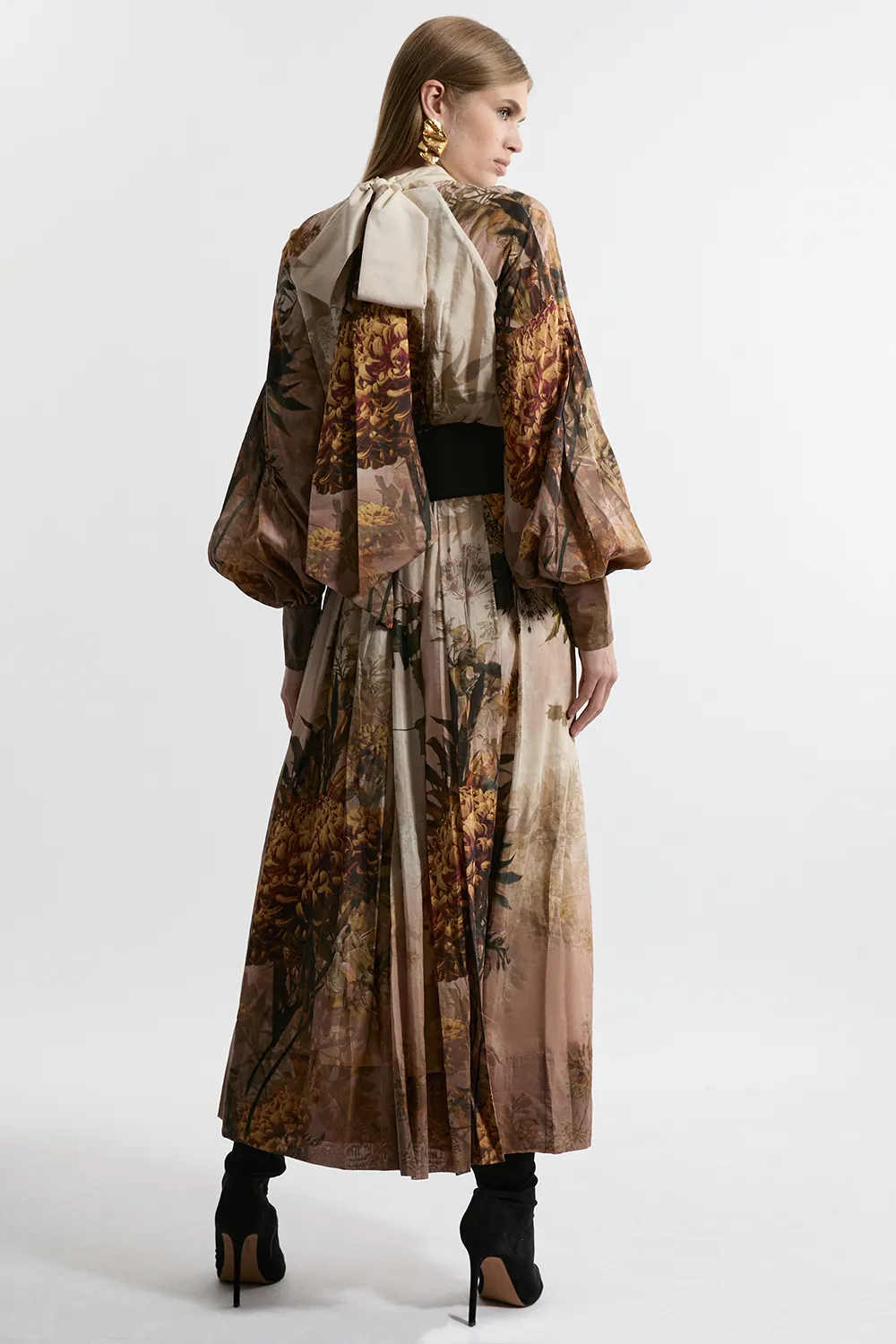 Lydia Millen Petite Silk Cotton Border Print Belted Maxi Dress BKK20840 5 Lydia Millen Petite Silk Cotton Border Print Belted Maxi Dress BKK20840