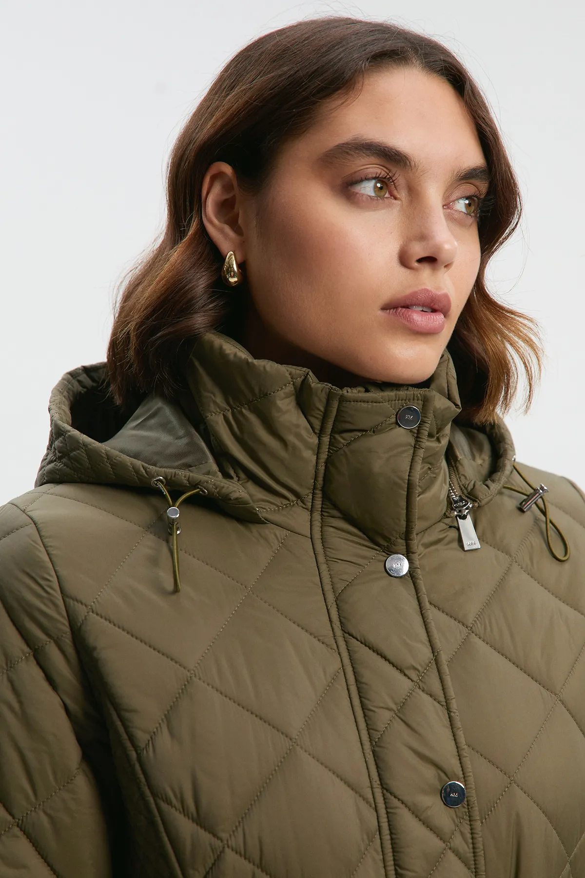 Petite Quilted Hooded Longline Coat BKK25532