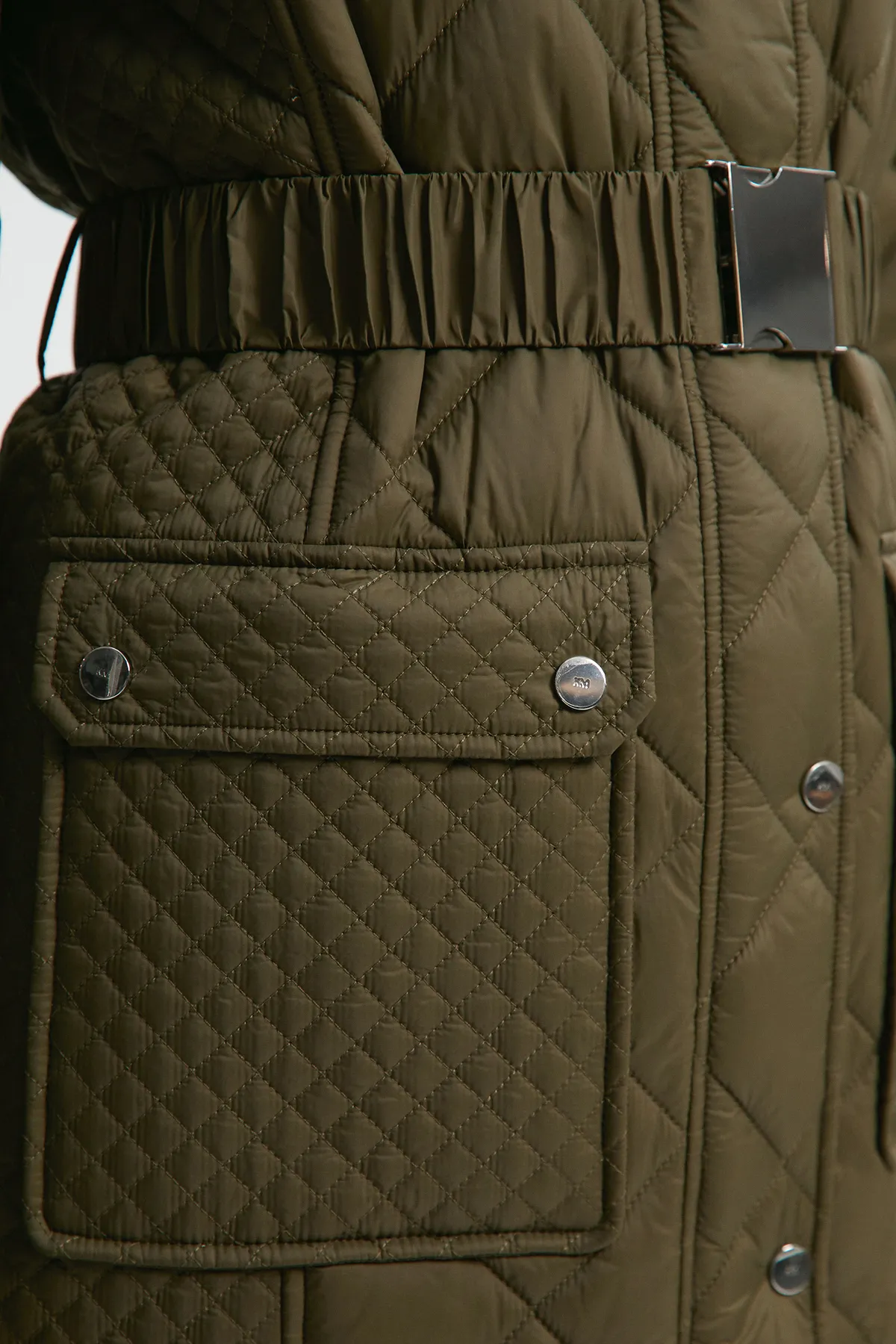 Petite Quilted Hooded Longline Coat BKK25532