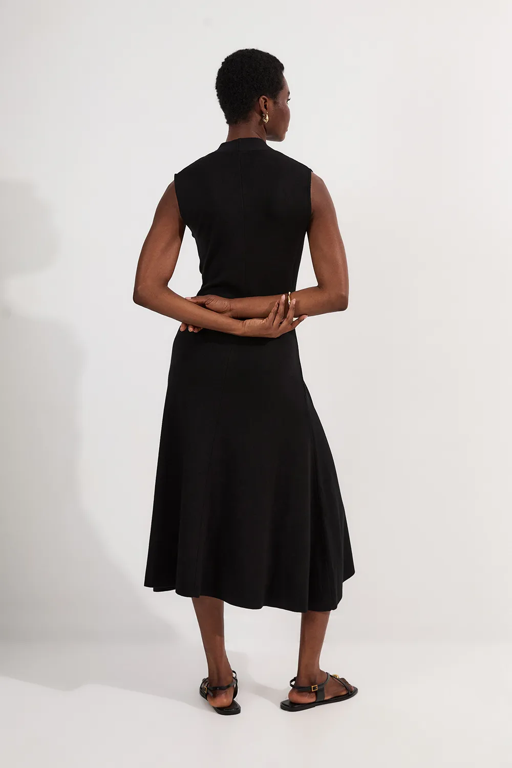 Petite Viscose Blend Zip Front Sleeveless Knitted Midi Dress BKK25540 3 Petite Viscose Blend Zip Front Sleeveless Knitted Midi Dress BKK25540