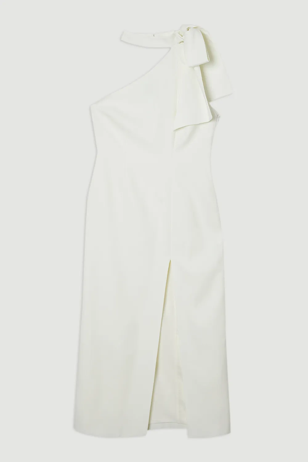 Satin Bow Tie Neck Tailored Midi Dress BKK25563