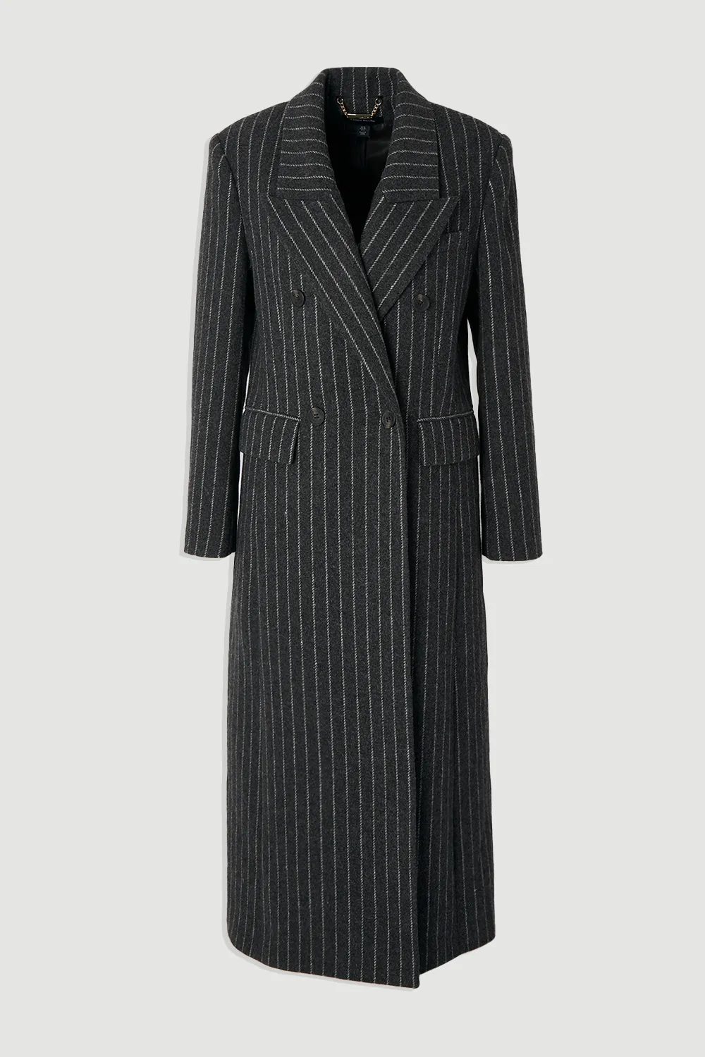 Brushed Wool Pinstripe Oversized Double Breasted Tailored Maxi Coat BKK25583 4 Brushed Wool Pinstripe Oversized Double Breasted Tailored Maxi Coat BKK25583