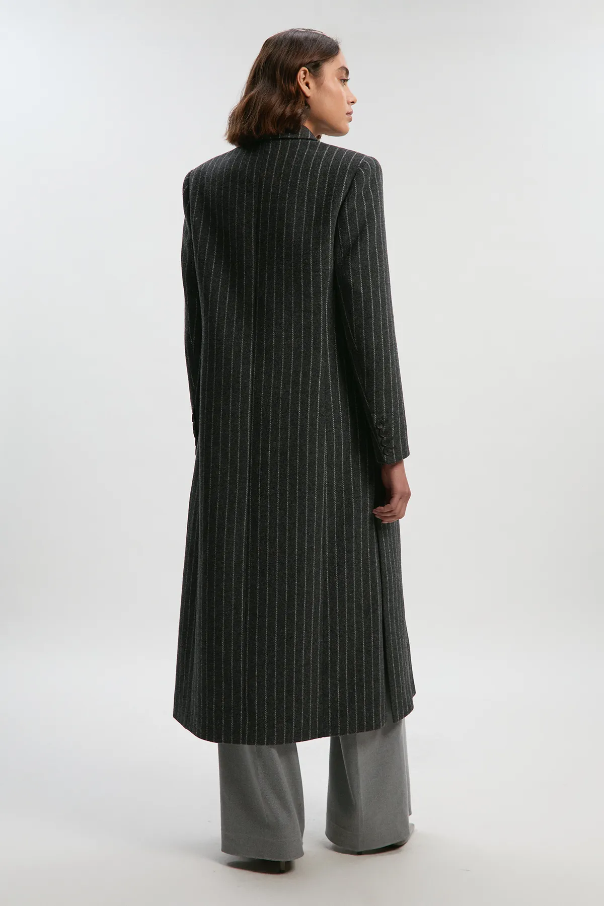 Brushed Wool Pinstripe Oversized Double Breasted Tailored Maxi Coat BKK25583 5 Brushed Wool Pinstripe Oversized Double Breasted Tailored Maxi Coat BKK25583