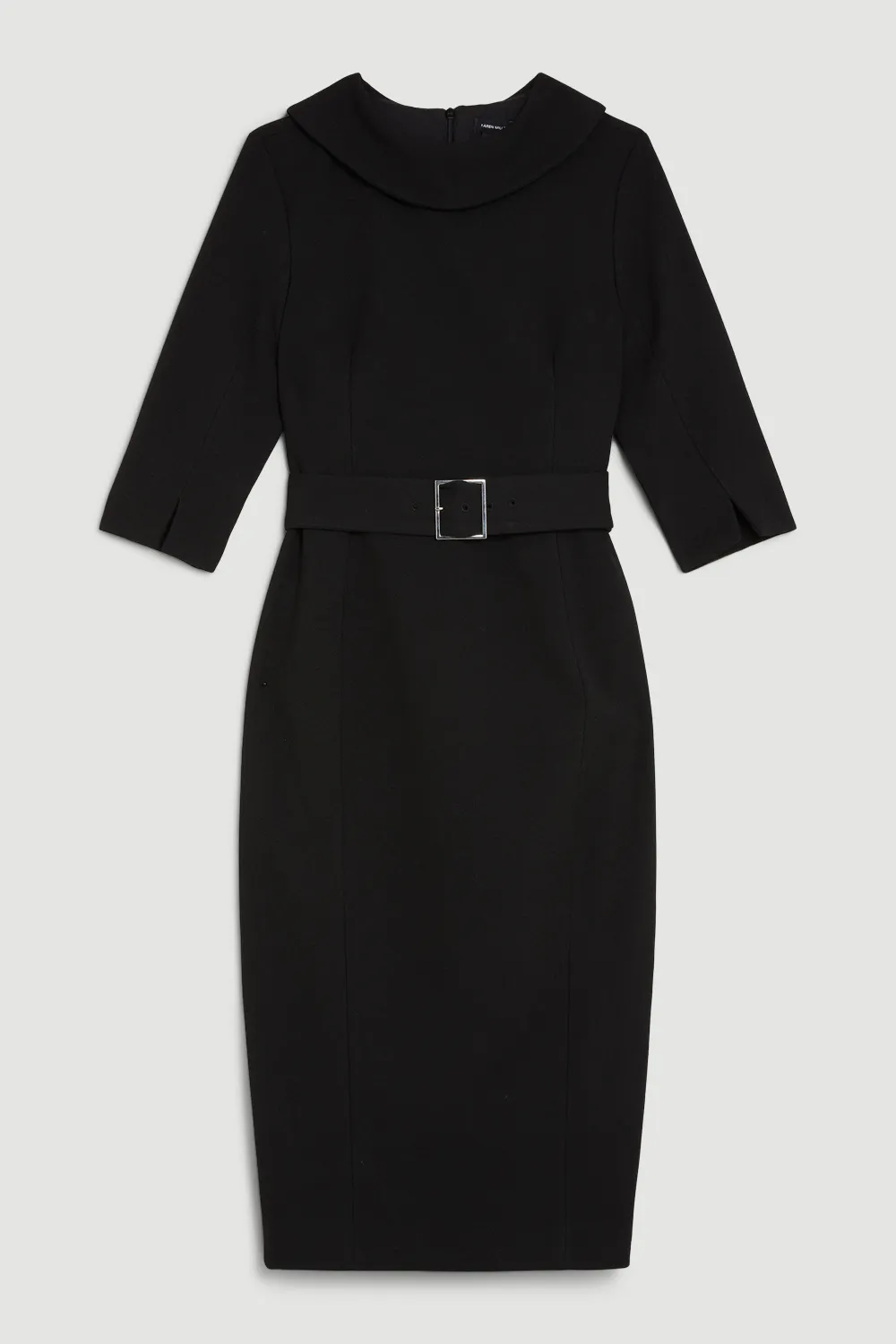 Petite Tailored Structured Crepe Turtleneck Pencil Midi Dress BKK25615